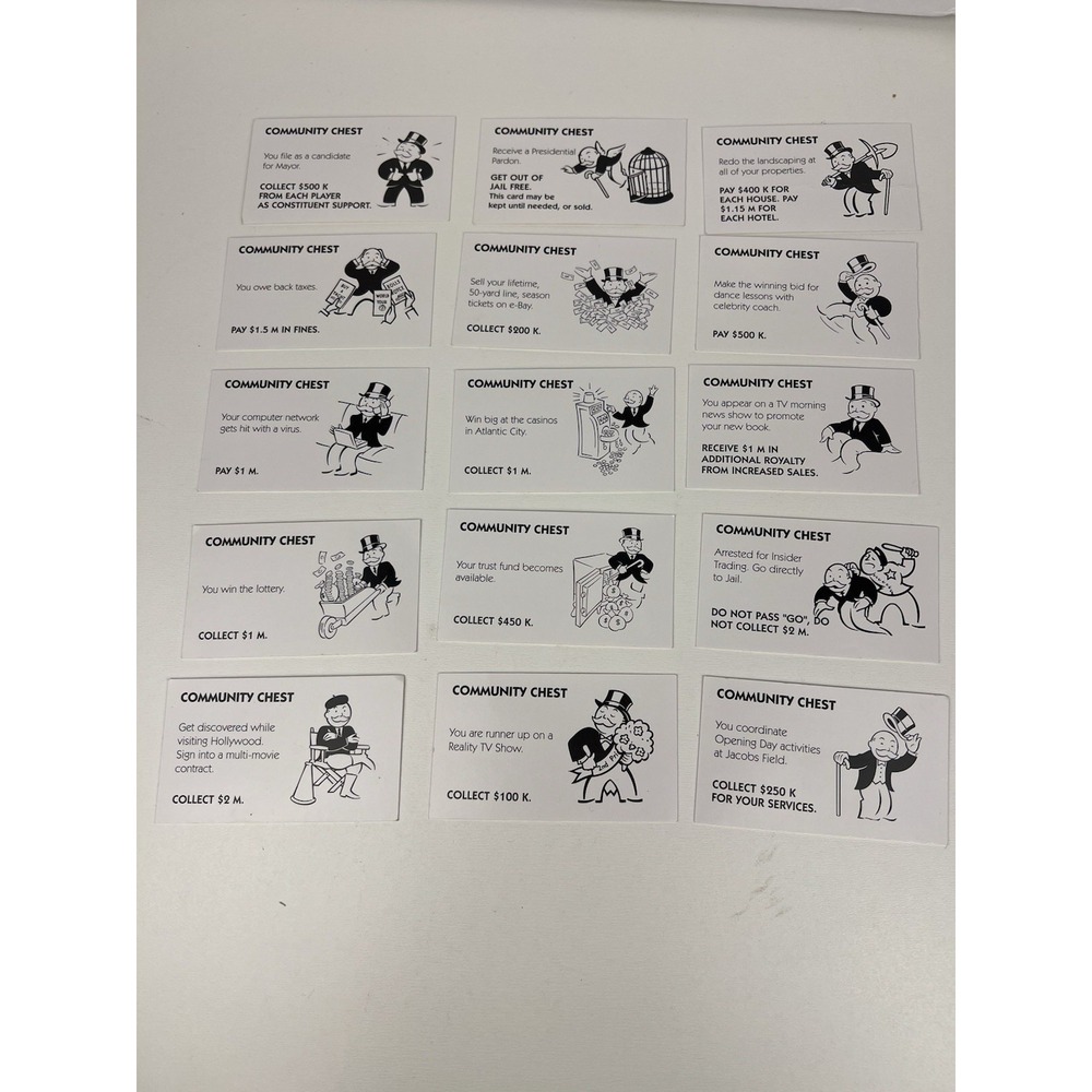 15 Community Chest Cards Only MONOPOLY Electronic Banking Edition Board Game‎ 07